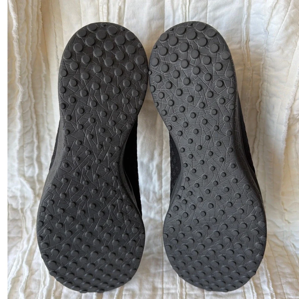 Black Skechers Microburst One Up Wide Fit Slip On Flat Sneaker  Womens 10W